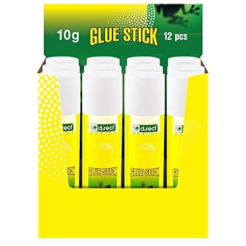 Image of D.RECT Glue Stick 10g - PVA Glue for Craft Art Scrapbooking - Strong Hold Adhesive for Home School & Office Supplies, Pack of 12