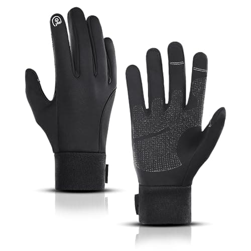 Image of LERWAY Thermal Winter Warm Gloves, Touchscreen Gloves Windproof Water, Resistant Thermal Non-slip MTB Gloves Black for Men Women Running Driving Cycling Climbing Hiking Skiing Riding