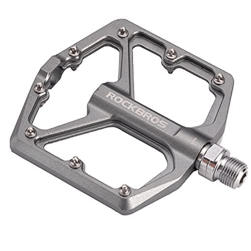 Image of ROCKBROS Bike Pedals, Aluminum Mountain Bike Pedals, 9/16 Inch Bicycle Pedals Anti-Slip Durable Sealed Bearing Black Red Blue for MTB Road Bike