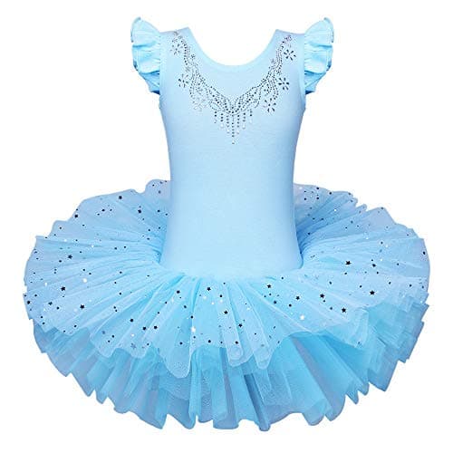 Image of ZNYUNE Girls Kids Ballet Dress Princess Sparkly Ballet Leotards Tutu Girls Dancewear Costume 184 Blue L