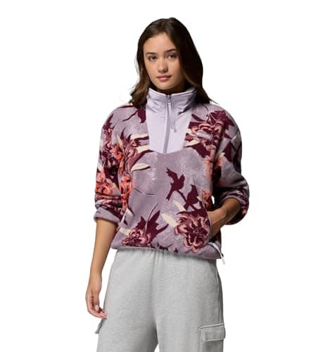 Image of Columbia Women's Sequoia Grove Printed Half Zip, Fleece Pull Over, Shale Purple Blossoming, X-Small