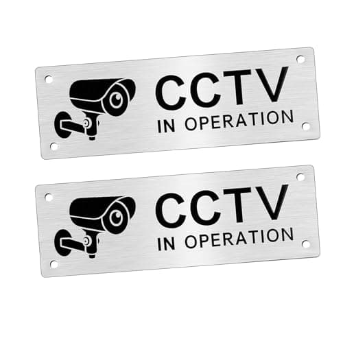 Image of 2 PCS CCTV Sign,15x5cm Aluminium CCTV IN OPERATION Sign Sticker,Aluminum with Self-Adhesive and Pre-Drilled Holes For House and Business Indoor or Outdoor Use