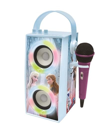 Image of Lexibook, Frozen, Portable Bluetooth Light Speaker with Microphone, Light effects, Karaoke, Wireless, USB, SD card, Rechargeable battery, blue/purple, BTP180FZZLXB