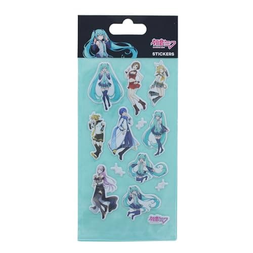 Image of Hatsune Miku Sticker Set | Sheet of 9 Puffy Scrapbook Stickers | Cute Party Bag Fillers | Hatsune Miku Gifts & Stationery