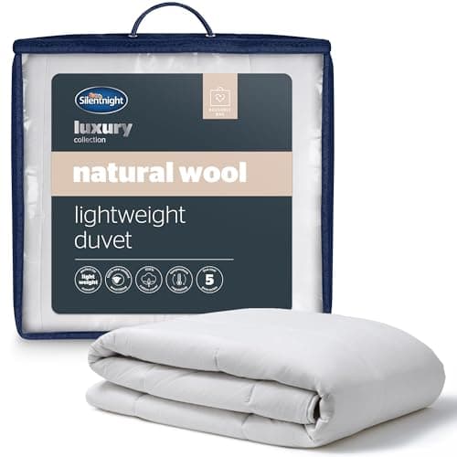 Image of Silentnight Natural Wool Lightweight King Size Duvet - Luxury Temperature Regulating Lightweight Spring Summer Duvet Quilt with Breathable Cotton Cover - King