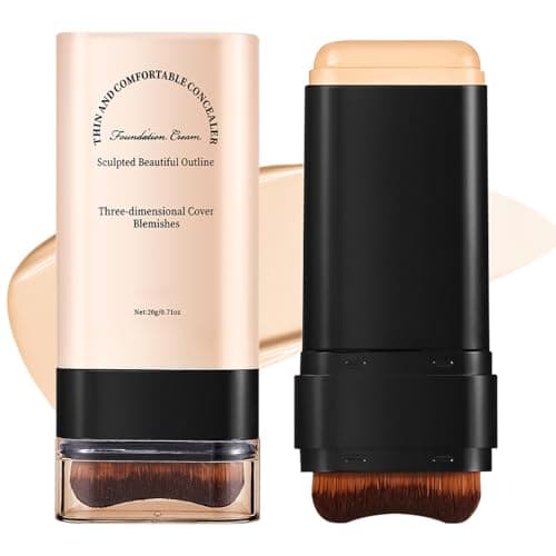 Image of Multi-Use Full Coverage Foundation Stick Makeup, Concealer and Contour Stick with Built-In Brush, Long-Lasting Hydrating & Light, Smooth Creamy Finish, Face Foundation for Mature Skin (Wheat 04#)