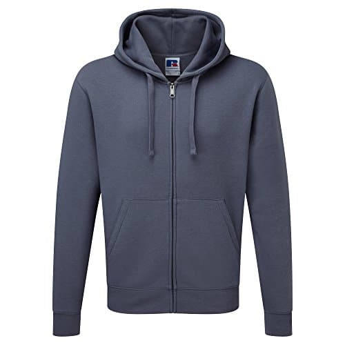 Image of Russell Mens Authentic Full Zip Hooded Sweatshirt/Hoodie (M) (Convoy Grey)