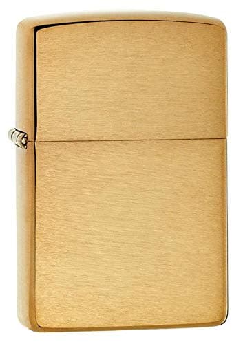 Image of Zippo - Windproof Lighter, Brushed Brass Armour Heavy Wall, Base Model, Refillable, Reusable, Windproof Design, Gift Box, Made in the USA
