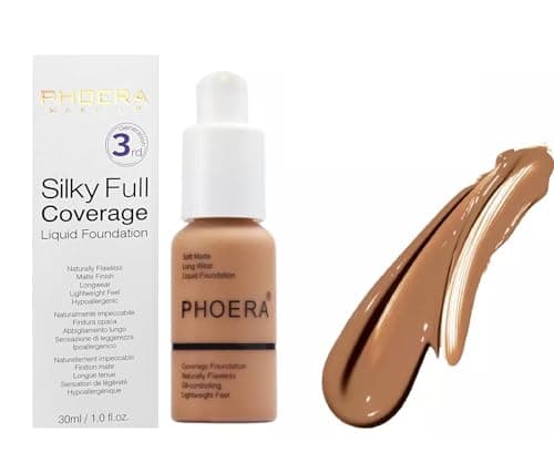 Image of PHOERA Full Coverage Foundation Soft Matte Liquid | Oil Control, Waterproof, Long Lasting | Concealer & Flawless Makeup for Oily, Acne-Prone, Sensitive Skin | Vegan & Cruelty-Free (HONEY)