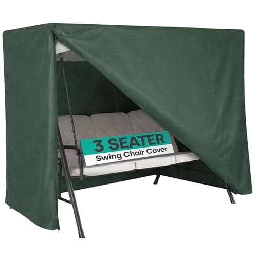 Image of LIVIVO 3 Seater Garden Swing Cover - Waterproof and Heavy Duty Fabric Swing Seat Cover with Anti-UV Fabric - Large Outdoor Garden Seats 3 Seater, Hammock Protection with Zips and 4 Ropes