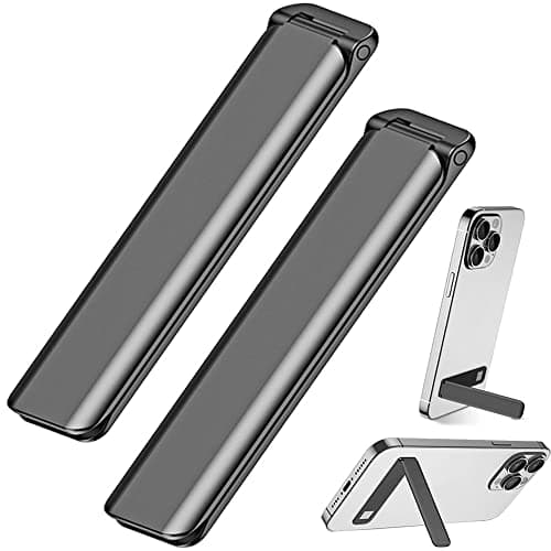 Image of Kinizuxi Mobile Phone Kickstand 2Packs, Vertical and Horizontal Aluminum Phone Stand for Desk,Adjustable Phone Holder Stand for Desk Compatible with iPhone,Samsung, iPad, Tablets and More-Black