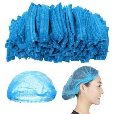 Image of SupremeTTF Premium Blue Mob Caps - Non Woven Hygiene Hair Nets Covers, Disposable Clip Caps with Double Elastic Pack of 100