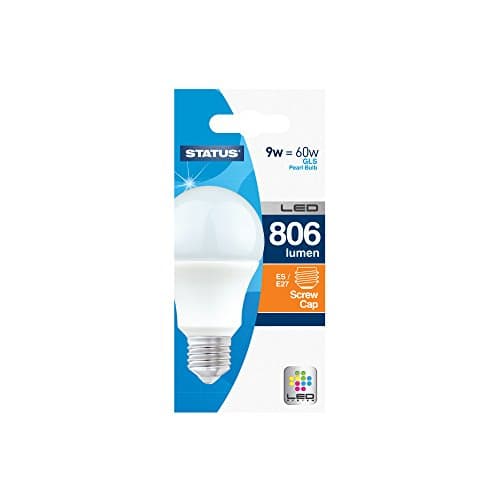 Image of Status 8w = 60w = 806 lumens LED - A60 GLS - E27 - PA - Pearl - Warm White - 1 pk Box - in White CDU
