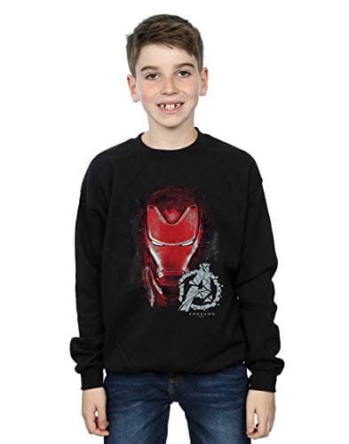 Image of Marvel Boys Avengers Endgame Iron Man Brushed Sweatshirt Black 12-13 years