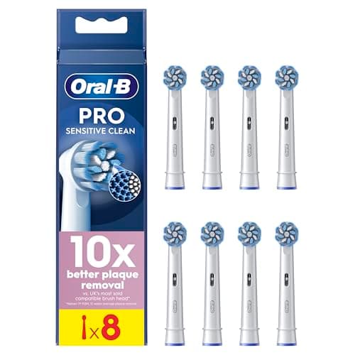 Image of Oral-B Pro Sensitive Clean Electric Toothbrush Head, X-Shaped & Extra Soft Bristles for Gentle Brushing & Plaque Removal, Pack of 8 Toothbrush Heads, White (Packing May Vary)