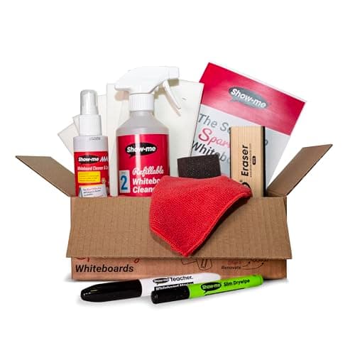 Image of Show-me Whiteboard cleaning kit | Sprays | Pens | Eraser | Cloths | Keep whiteboards sparkling clean