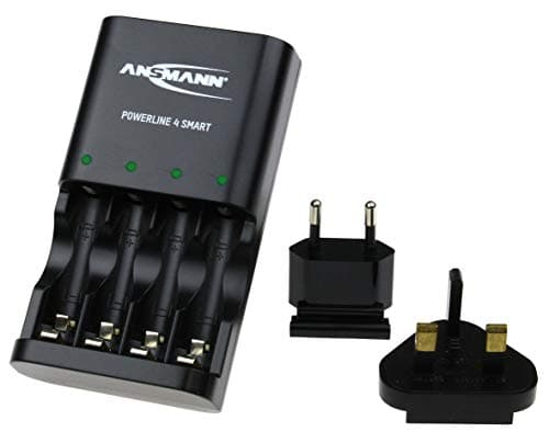 Image of ANSMANN Powerline 4 Smart AA & AAA Battery Charger For NiMH NiCD Rechargeable Batteries with UK Plug and Multi LED Colour Display - Fast Individual Charging and Monitoring - 3 Yr Warranty