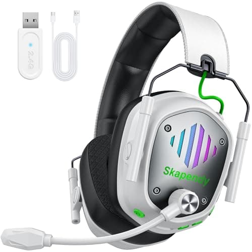 Image of Skapendy Wireless Gaming Headset for PS5, PS4, PC, Switch, Mac, 2.4 GHz Wireless & 5.4 Bluetooth Gaming Headphones with Mic ENC Noise Cancelling, 50mm Drivers, 3D Stereo Sound, 50H Battery, Foldable