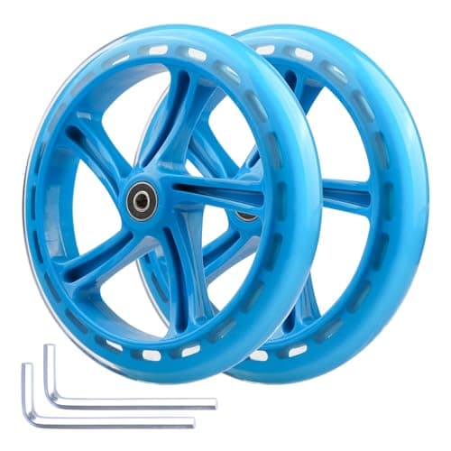 Image of WHEELGOO 8-inch Scooter PU Replacement Wheels 200mm for Razor A5 Kick Scooter, Pack of 2 (Blue)