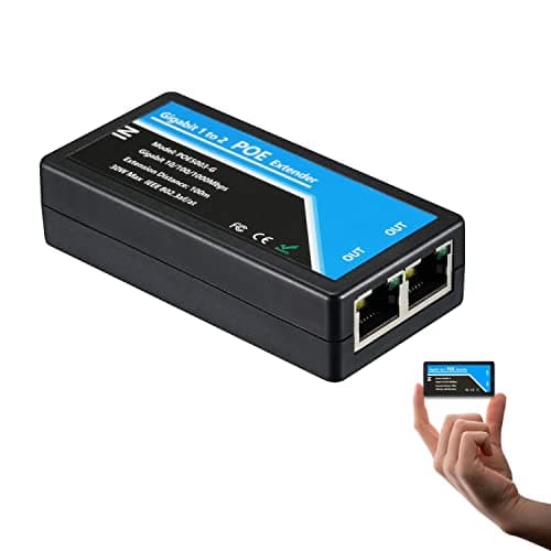 Image of Revotech Gigabit 2 Port PoE Extender, IEEE 802.3af/at Standard, 10/100/1000Mbps, Repeater 100 Meters (328 ft), 1 In 2 Out, Power Supply for Camera/Device (POE5003-G)