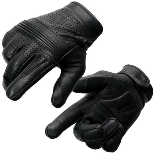 Image of Milwaukee Leather MG7516 Men's Black 'i-Touch Screen' Premium Perforated Leather Gloves with Flex Knuckles - XX-Large