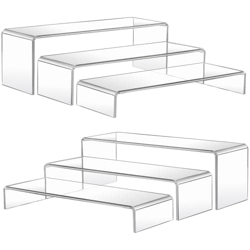 Image of MerryNine Acrylic Risers Display Stand, 6 Pcs Clear Plastic Rectangle Stand for Cupcakes, Figures, Cosmetics, Collectibles (Large)