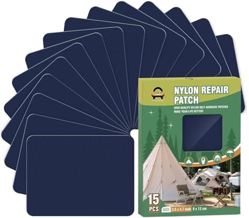 Image of 15 Pieces 9 x 12 cm Nylon Repair Patches Nylon Fabric Patch Self-Adhesive Tent Repair Tape Waterproof Lightweight Repair Patches Repair Patch Kit for Clothing Down Jacket Bag (Navy Blue)