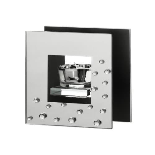 Image of Premier Housewares Mirror Glass 3 Tealight Holder with Diamantes, 12 x 12 x 6.3 cm