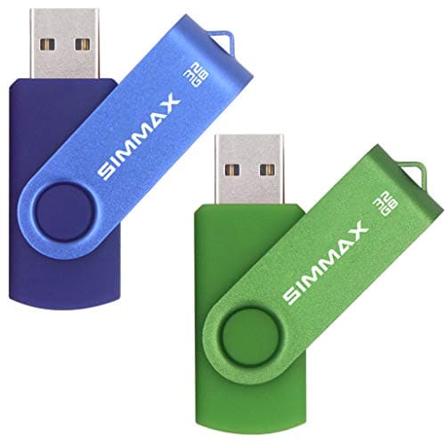 Image of SIMMAX USB Flash Drives 2 Pack 32GB Memory Stick Swivel Design Thumb Drive USB Stick (32GB Blue Green)