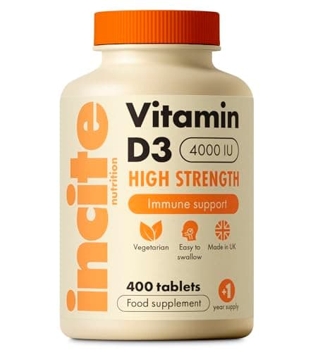 Image of Vitamin D3 4000 IU - 400 High Strength Vitamin D Tablets (1+ Year Supply) - Vegetarian - Immune System Booster - Gluten Free - Vitamin D Supplements - Made in The UK