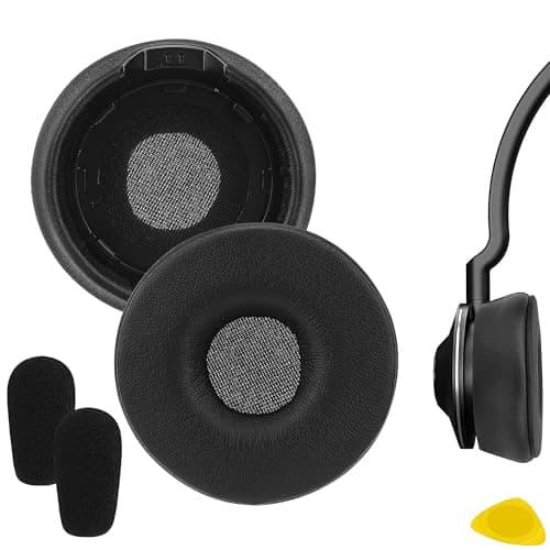 Image of Geekria Replacement Ear Pads for Jabra Engage 55/65/ 75 (Stereo Version) Headphones Ear Cushions, Repair Parts (Do Not Fit Engage 50, Engage 55/65/75 Mono Version) (Black)