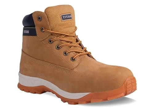 Image of Titan Safety Footwear Jaguar Honey S3 SRC HRO Men's Water Resistant Nubuck Leather Boots, Lightweight, Metal-Free, Steel Toe Cap, Anti-Slip, Oil Resistant, Heat Resistant Safety Boots – Size 9