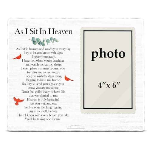 Image of Zauly Memorial Acrylic Picture Frame, Bereavement Sympathy Gifts for Loss of Loved One, As I Sit in Heaven Photo Frame, 4 x 6 Inch Photo