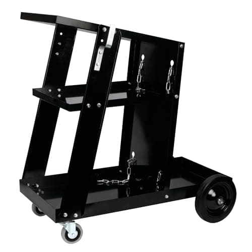 Image of PERFORMANCE TOOL W53992 Universal Mobile Welding Cart with Storage Trays on Wheels for MIG Welders and Plasma Cutters, Black