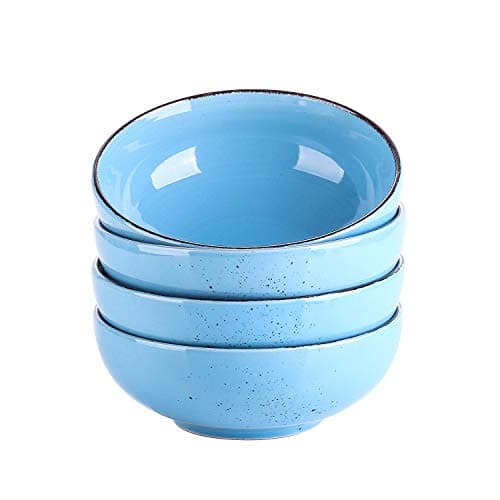Image of vancasso Navia Aqua Blue Cereal Bowl Ramen Bowl Set of 4-6.7 inch Soup Bowl/Pasta Bowl/Dessert Bowl/Fruit Bowl/Noodle Bowl/Large Serving Bowl, 800ml/28 oz. (17 * 17 * 6.5CM)