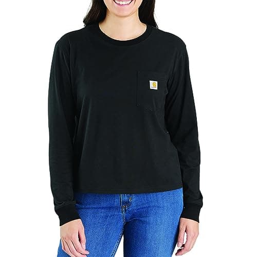 Image of Carhartt Women's Long-Sleeved Shirt Lightweight L/S Pocket, black, S