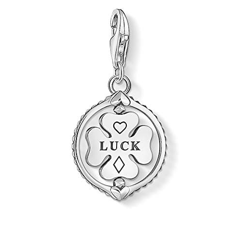 Image of Thomas Sabo Sterling Silver Blackened Shamrock Charm, 2,6 x 1,4 cm, Sterling Silver, Not applicable