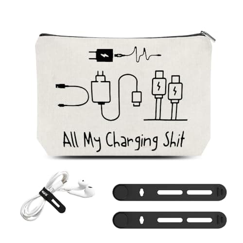 Image of ShiQiao Spl Funny Charging Cable Organiser Bag for Travel Home Silicone Cable Ties Charger Organiser with Zipper Toiletry Pouch for Boys Girls Adjustable Wire Ties Electrical Cord Keepers 2 Pcs