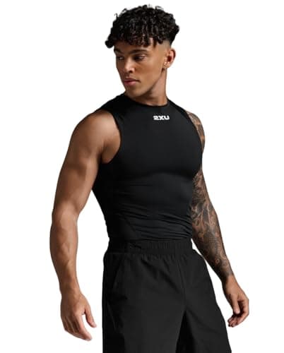 Image of 2XU Men's Core Compression Sleeveless, Black/Silver, L
