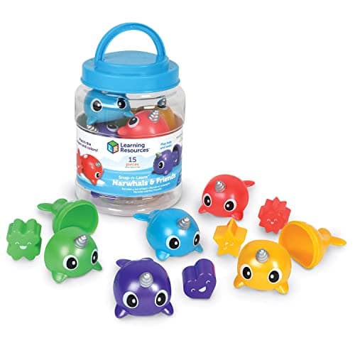 Image of Learning Resources Snap-n-Learn Narwhals and Friends, Baby Toddler Toys, Preschool Learning Activities, Learning and Education toys, 15-Piece, Ages 18 Months+