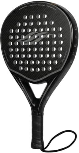 Image of Apexus Padel Racket - Full Carbon Fibre Frame and Surface | Teardrop-Shaped Padel Racket Equipped with CushionCore Technology, FibreGuard Matrix and PowerStructure + Carry Case | 2-Year Warranty