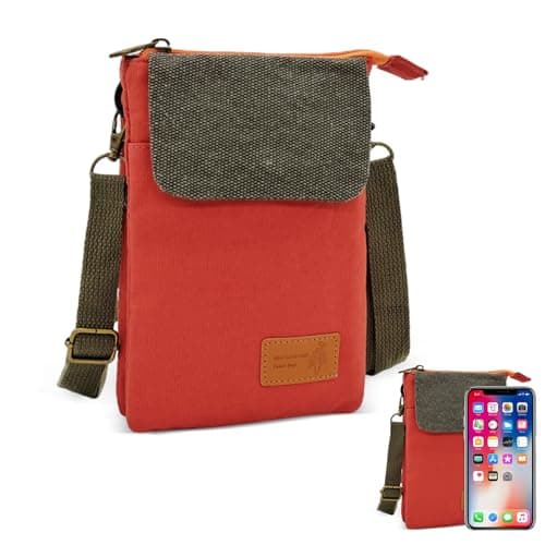 Image of dogmoon Phone Bags for Women Crossbody, Mini Cross Body Bag with Adjustable Shoulder Strap, Lightweight Small Canvas Crossbody Phone Bag(Orange)
