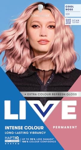 Image of Schwarzkopf LIVE Intense Colour 109 Cool Rose, Long-lasting Permanent Pink Hair Dye, With Extra Colour Refresh Gloss