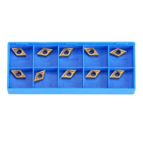 Image of 10Pcs CNC Carbide Inserts for Lathe Turning Tools, DCMT070204 US735 Carbide Tips Blades with Rhombus Shape, Turning Tool Bits for Metal Machining