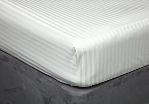 Image of Belledorm Hotel Suite Satin Stripe - 15" Fitted Sheet - 540 Thread Count (Ivory, King Size)