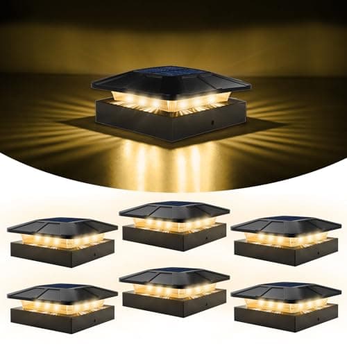 Image of Spacelumen 6 Pack 4x4 Solar Post Cap Lights Outdoor – Solar Powered with 3 Lighting Modes (Cool/Warm/Neutral White) | Easy Install for 4×4 & 3.5×3.5 Wood/Vinyl Posts | Deck, Fence & Garden Lighting