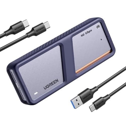 Image of UGREEN 40Gbps M.2 NVMe SSD Enclosure, NVMe Enclosure with Cooling Fan, Aluminum M.2 Enclosure Support USB4/TB4 , UASP & TRIM, SSD Enclosure Compatible MacBook M1 M2 M3 M4 Pro/Max, Up to 3700MB/s