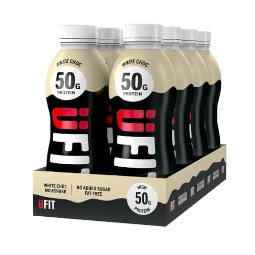 Image of UFIT High 50g Protein Shake (8 x 500 ml) - White Chocolate Flavour - No Added Sugar - High in Protein - Low in Fat - Gut Friendly - Ready to Drink - Packaging May Vary