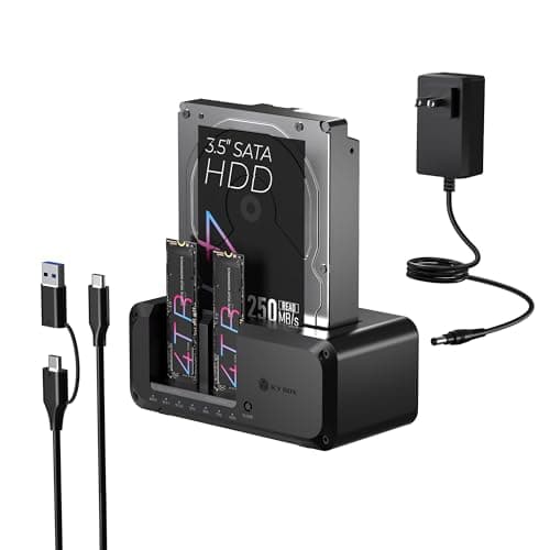 Image of M.2 NVMe & SATA SSD/HDD Hard Drive Docking Station, ICY BOX USB-C 10Gbps NVMe Cloner&Reader, TripleBay Hard Drive cloner for 2.5"/3.5" SSD&HDD Hard Drives, Offline Cloning, Tool-Free (3 Bay)