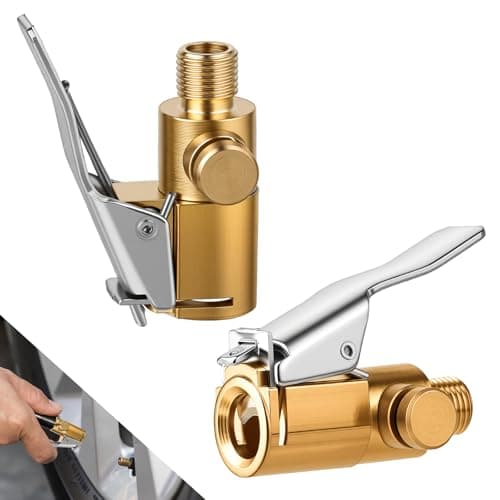 Image of MOXYOY 2-Pack Tyre Air Chuck Inflator, 8mm Brass Tyre Pump Adapter with Quick Release Button, Tyre Inflator Adaptor, Car Valve Lever Plug Air Chuck for Tire, Car Pump Accessories